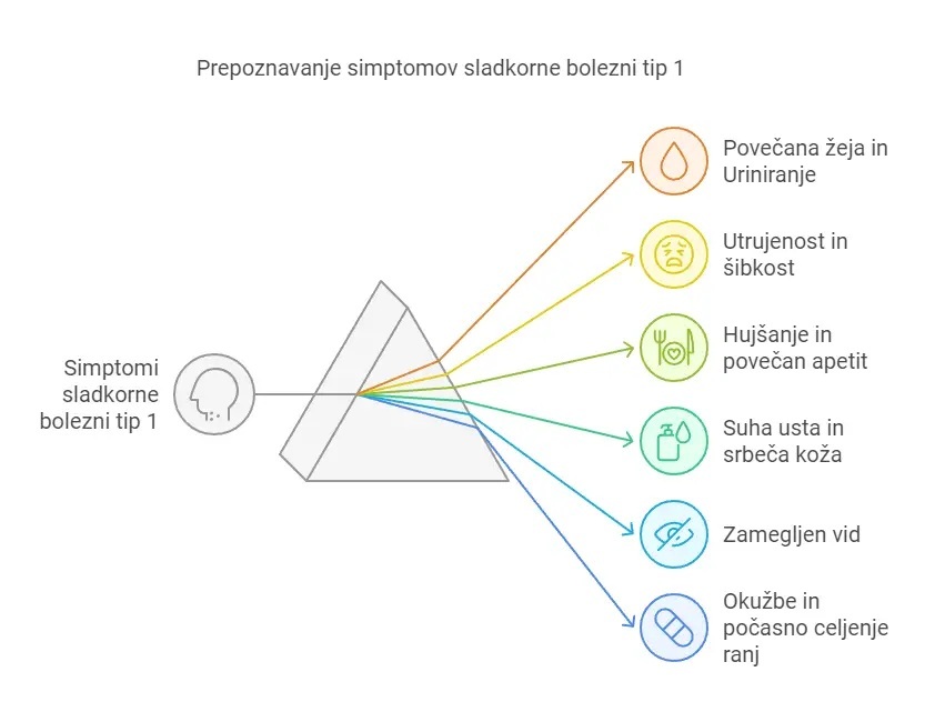 prikaz kljucnih simptomov sladkorne bolezni tipa 1